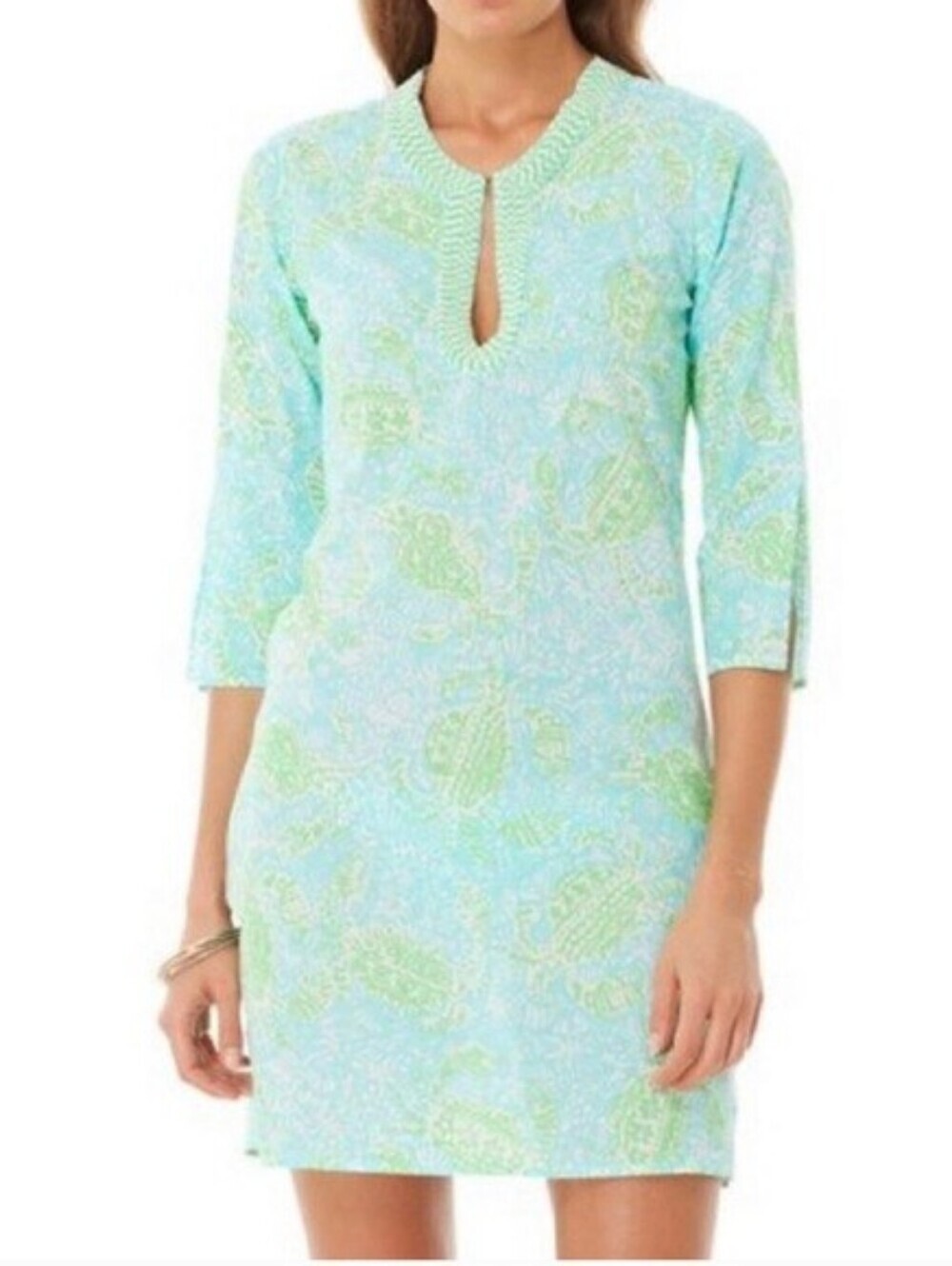 Lilly Pulitzer Courtney Tunic Dress Get Crackin Print Women Sz M Beachy Coastal